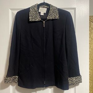 Black Cheetah Detail Jacket